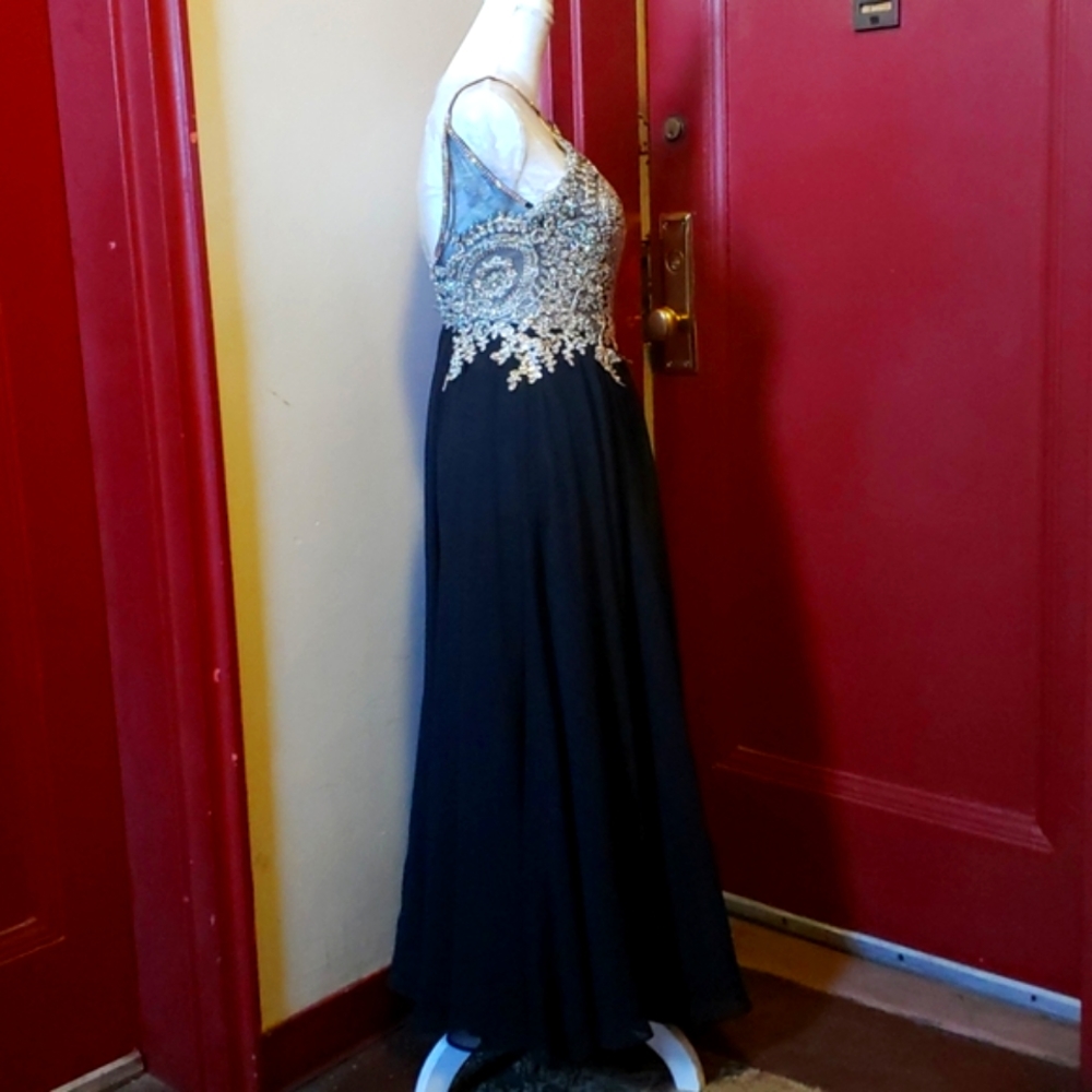 Cluster Sequin Embellished Bodice Flowy Chiffon Go - Picture 10 of 16